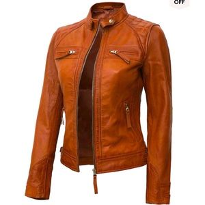 NWT - Brown/Tan Moto Leather Jacket from Angel